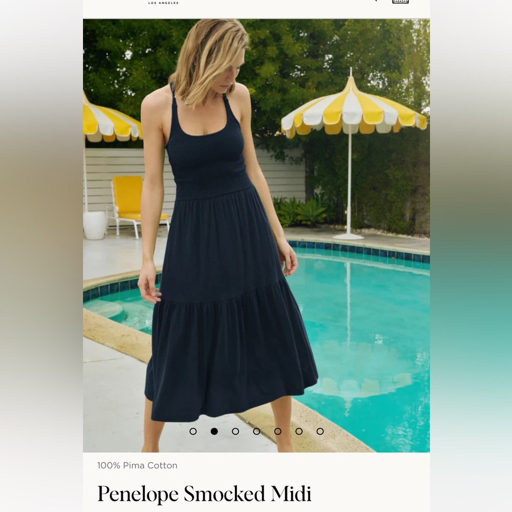 Nation LA Penelope Smocked Midi Dress, XS in Navy Night Sky- never worn